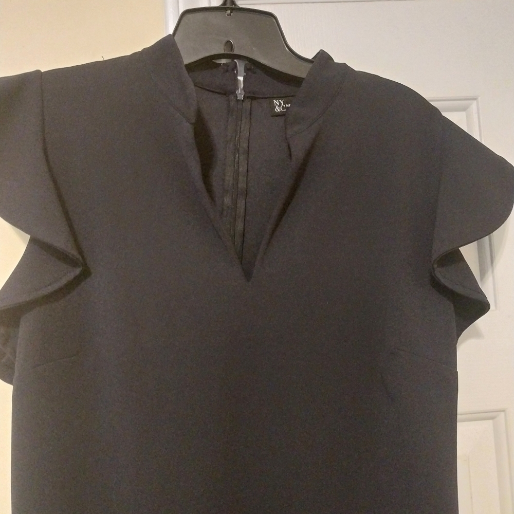 New YORK & Cie-Navy Ruffle Sleeve Dress - Picture 3 of 5